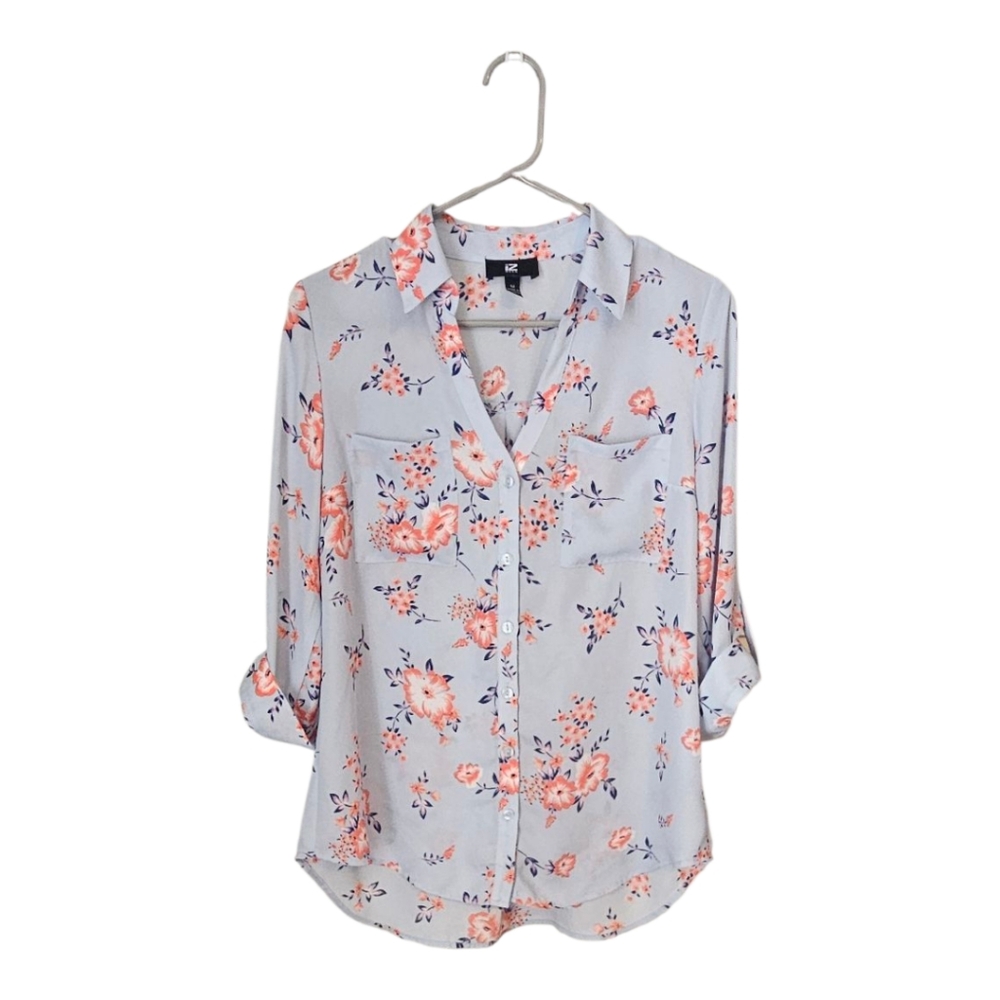 Iz Byer Button Down Front Floral Blouse